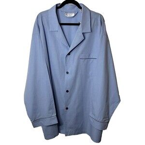 Roundtree & Yorke Sleepshirt Men's Size 3XB Blue Check Long Sleeved Chest Pocket